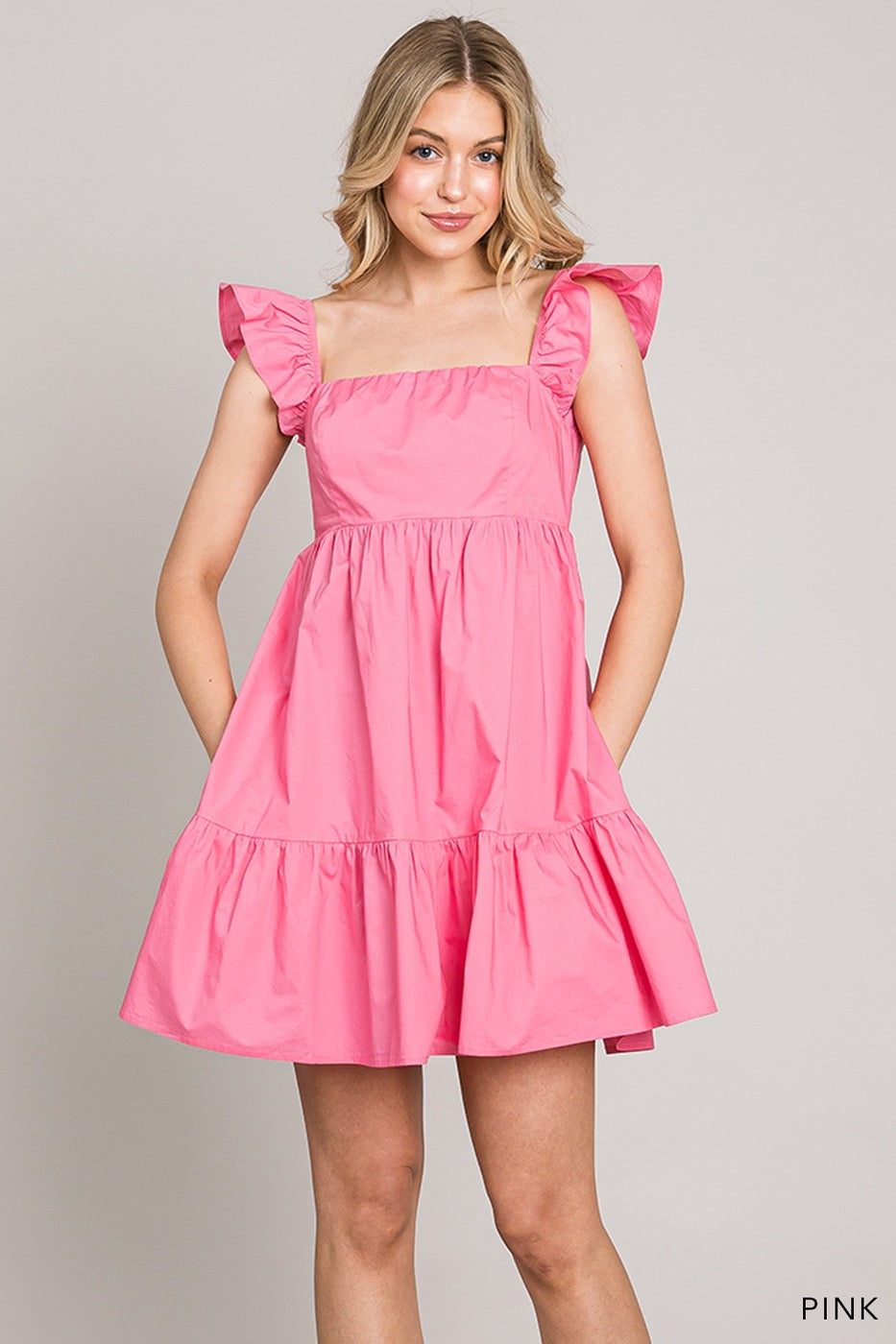 Pretty in Pink Ruffle Sleeve Dress