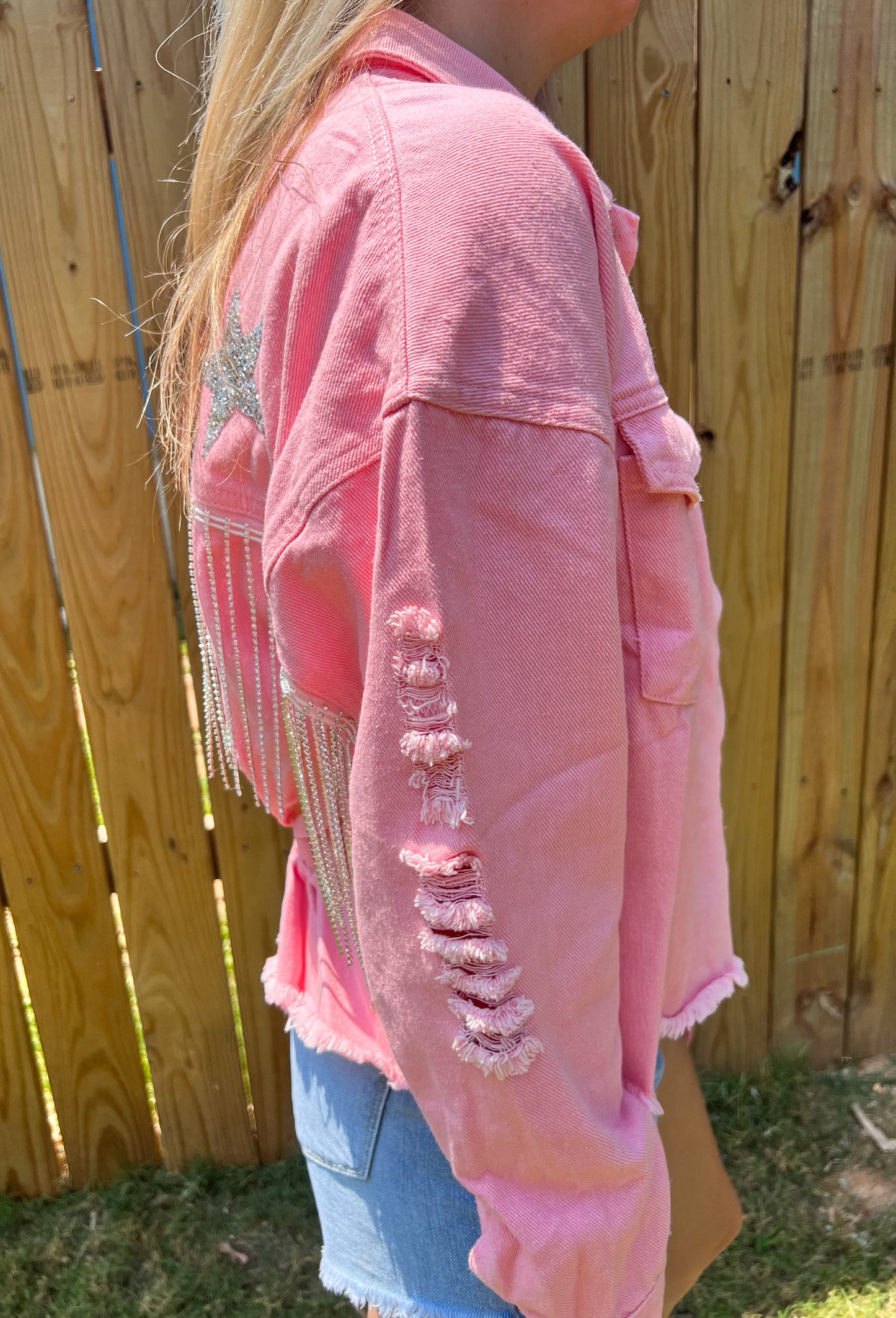 Sparkling Fringe Denim Jacket